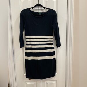 Ralph Lauren Black and White Striped Midi Dress